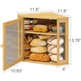 thumbnail image 5 of Corner Bread Box for Kitchen Counter, Bamboo Wood Large Capacity Bread Storage Bin with Acrylic Wavy Door Panel, 5 of 10