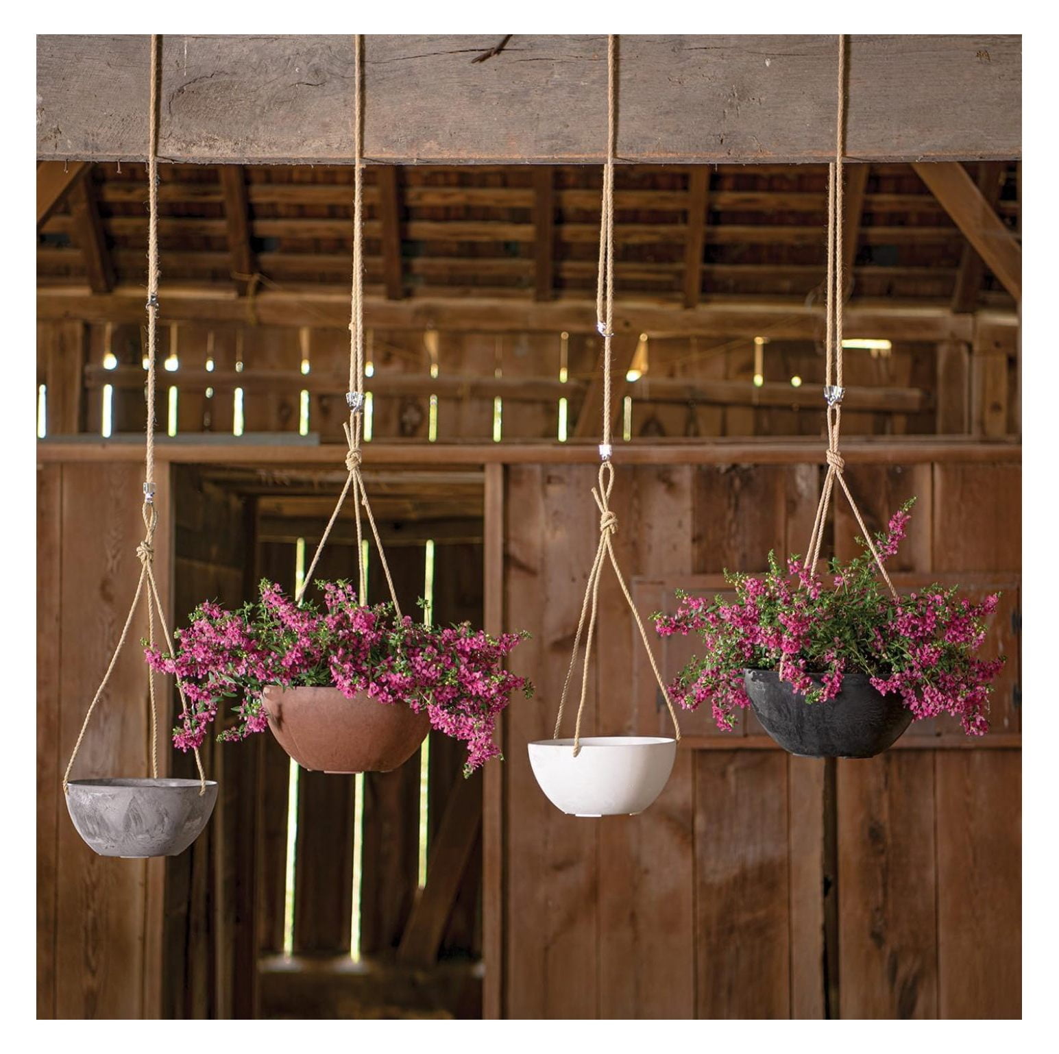 Self Watering Hanging Planter - 12" Marbled Indoor Outdoor Plant Basket - Black Stone & Plastic Eco-Friendly Hanging Pots with Drainage