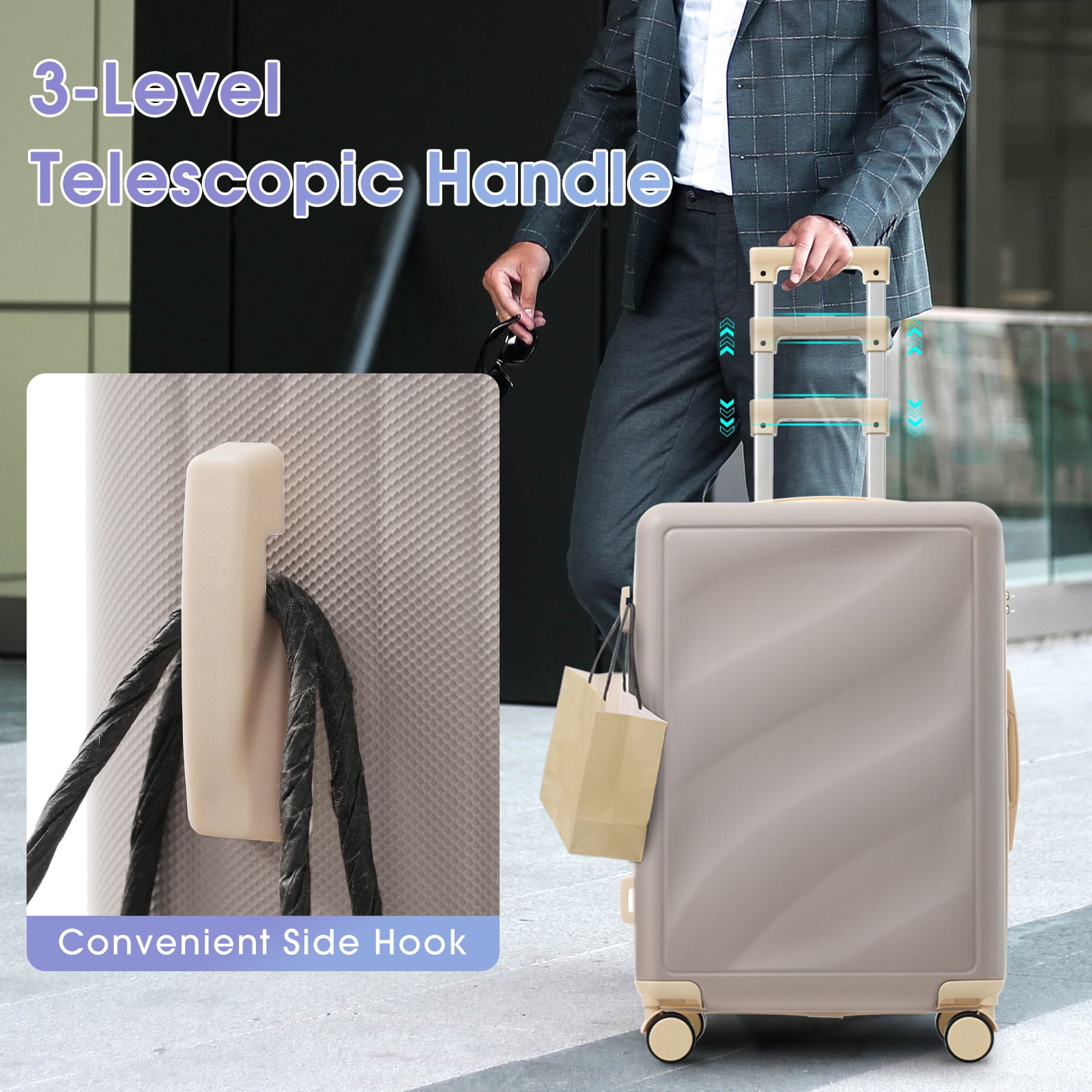 Luggage Set 3 Piece, Lightweight Durable ABS Suitcases with Spinner Wheels and TSA Lock, Carry-on & Checked Travel Luggage (20"/24"/28")