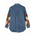 thumbnail image 4 of Womens Corduroy Flannel Shirt Long Sleeve Button Down Loose Shacket Jacket with Pockets Light Blue XXL, 4 of 5