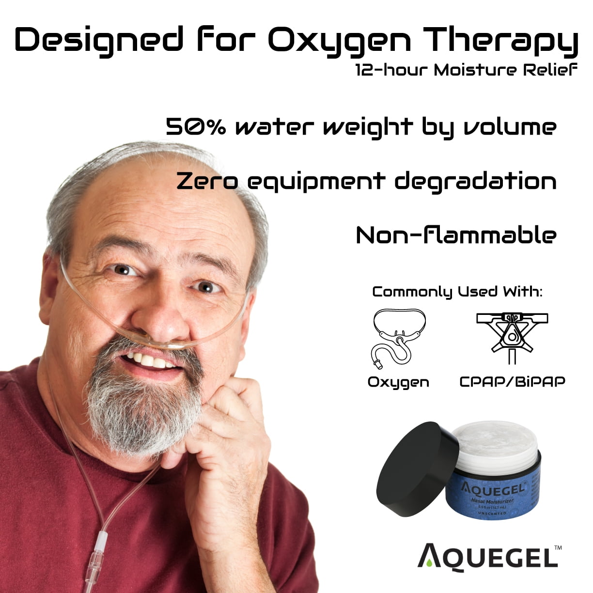 Aquegel Nasal Moisturizer (Original), 12-Hour Nasal Moisture Relief, Water Based Nose Gel, Nasal Moisturizer for Oxygen Therapy, Dry Nose, Nasal Dryness, Nosebleeds, Cannula, CPAP. Saline Nasal Gel