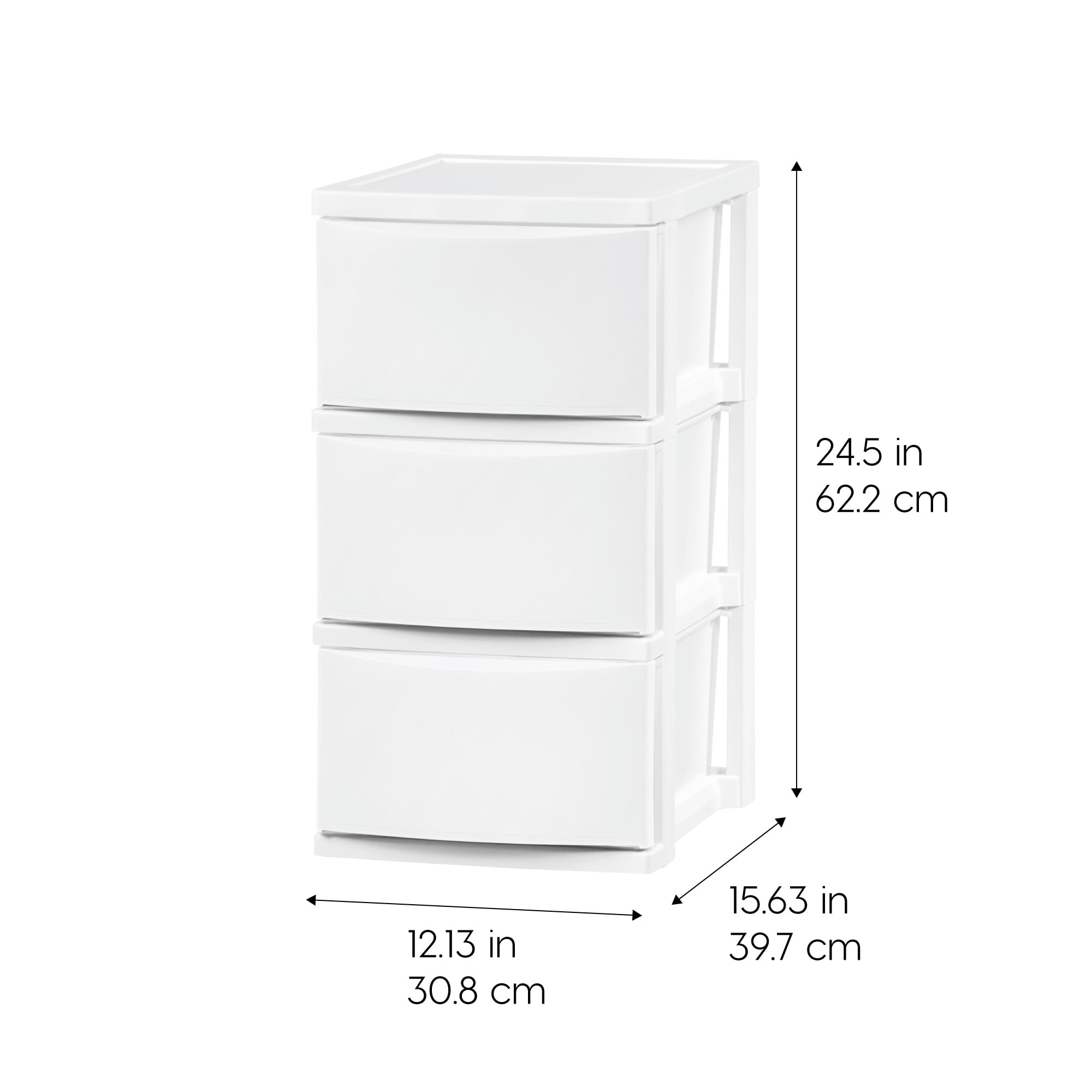 IRIS 3 Narrow Drawer Storage, Organizer Unit for Bedroom, Living Room, White, Set of 2