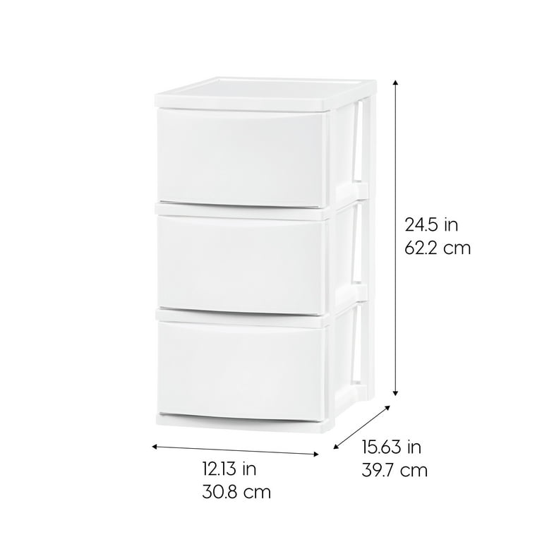 Iris 3 Drawer Storage Chest 2 Pack White