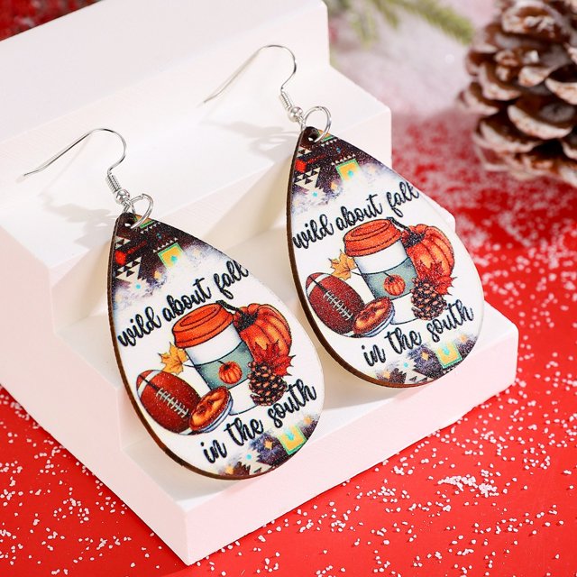 Christmas Wooden Printed Drop Earrings for Unique Holiday Style