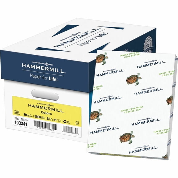 Hammermill Recycled Colored Paper 20lb 8-1/2 x 11 Canary 500 Sheets/Ream 103341