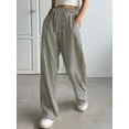 thumbnail image 2 of Women's Pants Fashion Casual Pants For Women Casual Striped Wide Leg Drawstring Elastic Waist Dress Palazzo With Pockets, 2 of 6