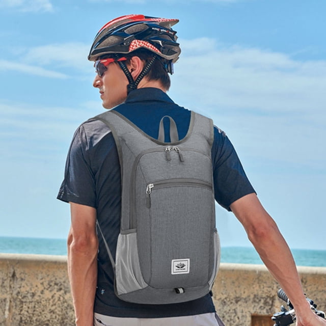 Bolsa de bicicleta transpirable plegable para senderismo ocio deportes pesca (gris claro)
