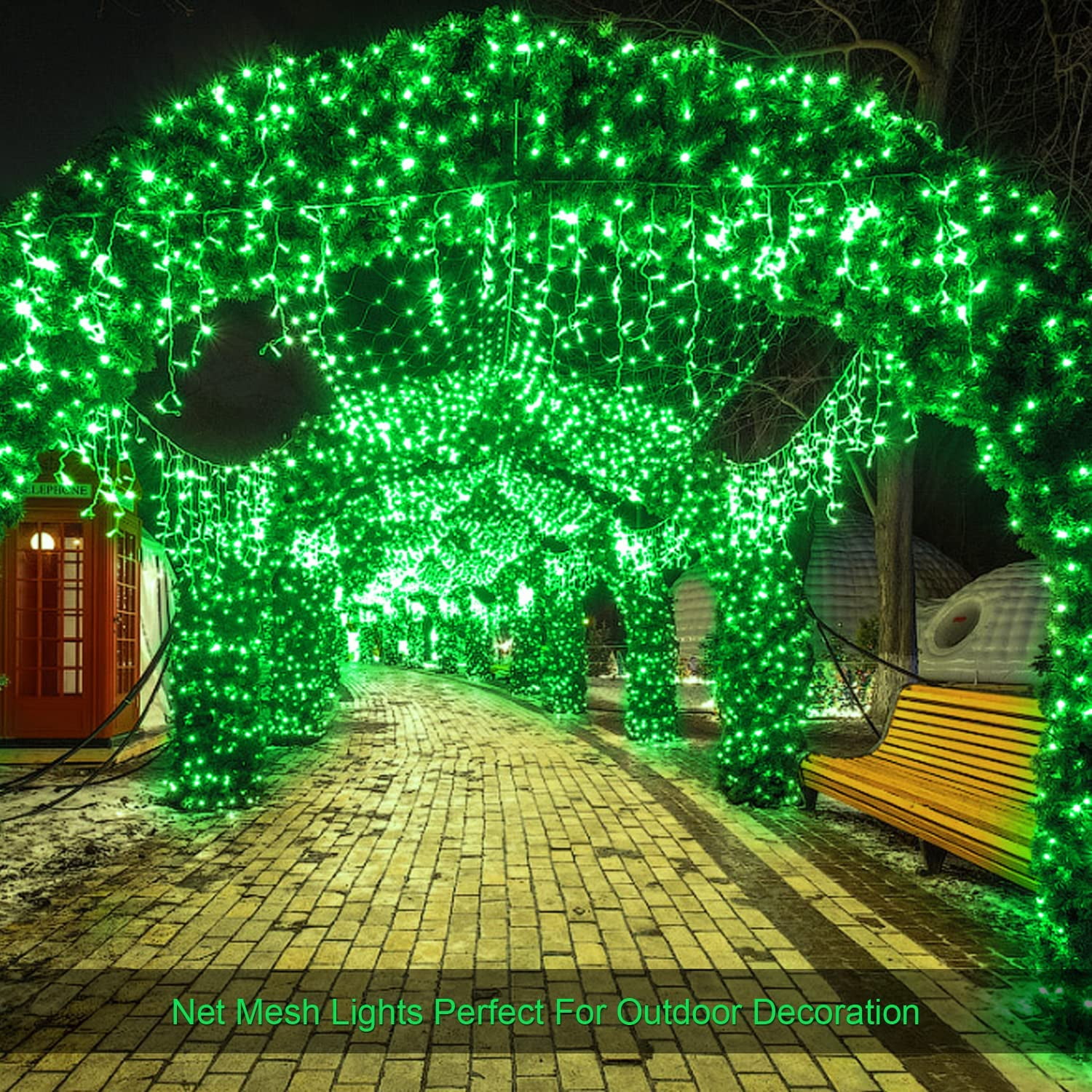 96 LED Green Net Lights, 4.9x 4.9 ft Connectable Halloween  Outdoor String Mesh Lights with 8 Lighting Modes, Waterproof Fairy Lights Plug in for Xmas Tree Holiday Party Garden Decoration