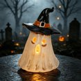 thumbnail image 6 of Halloween Table Spooky Home Decor, Exquisite Witch Hat Ghost Candle Holder with Stylish Edges Fade-Proof Resin for Halloween Parties, Porch Decor, Haunted Mansion Decor, 6 of 6