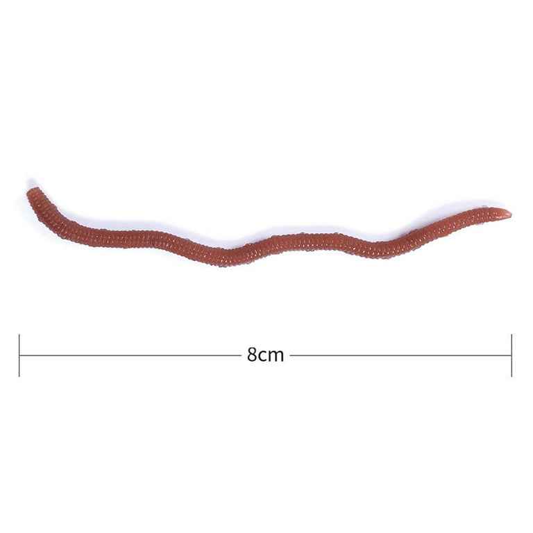 50pcs Red Worm Soft Lure Earthworm Shrimp Bass Fishing Bait (8cm Red Brown), Size: 4