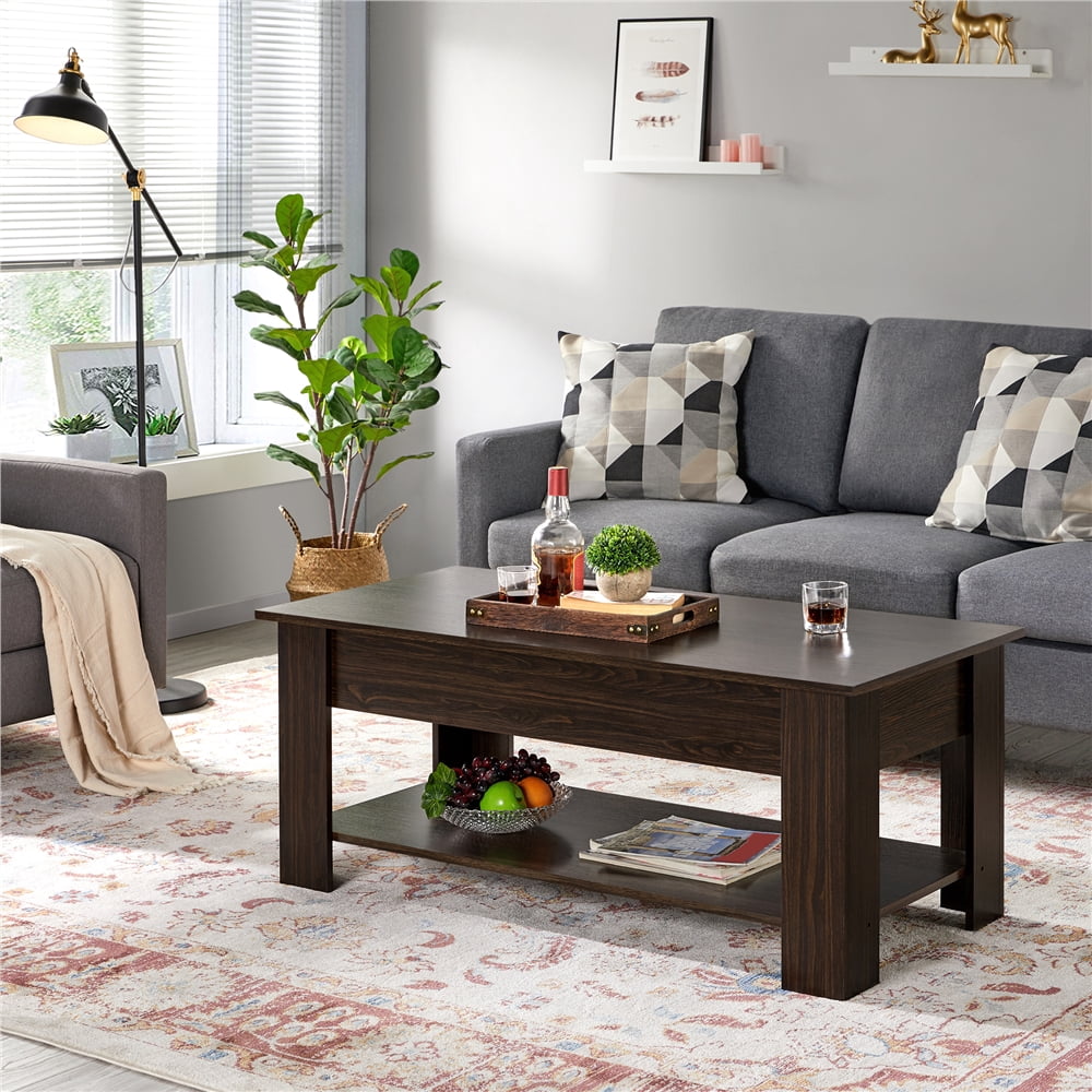 Yaheetech 47.5in Wooden Lift Top Coffee Table with Hidden Compartment for Living Room, Espresso