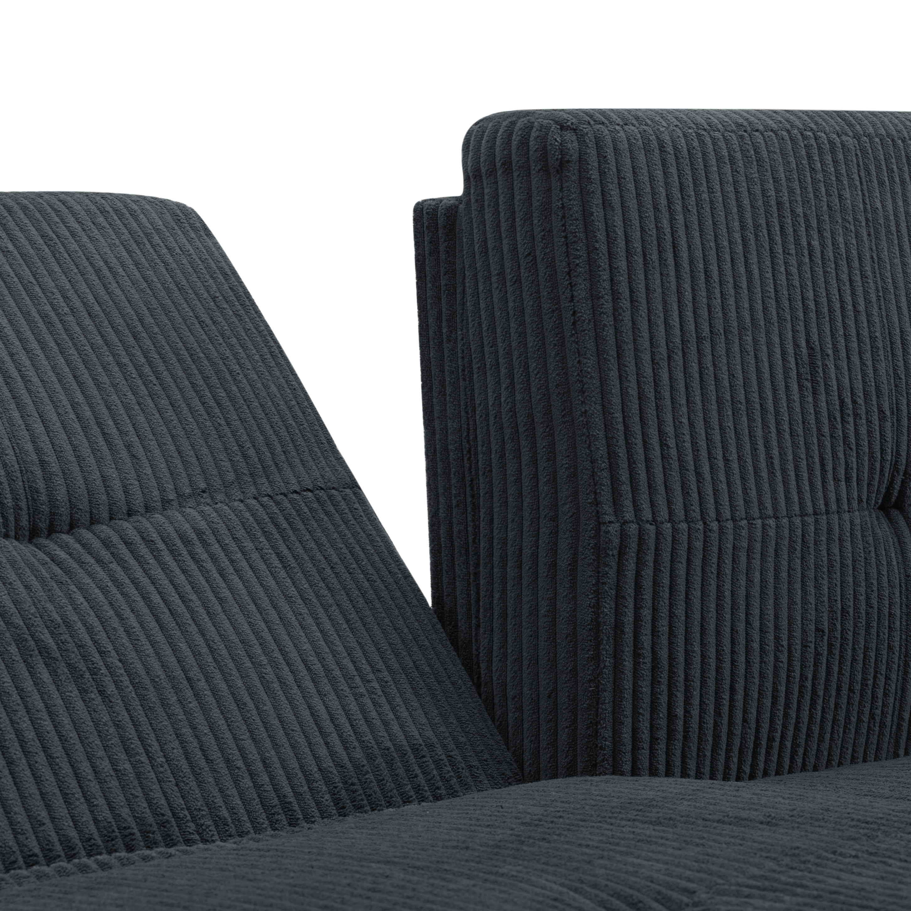Gewnee 117.13”U-Shaped Sectional Sofa,Corduroy Couch,4 Seat Lounge Sleeper Sofa with Double Chaises for Living Room.Dark Grey