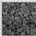 thumbnail image 4 of Soimoi Asian Paisley Print, Poly Taffeta Fabric, Decor Sewing Fabric by The Yard 56 Inch Wide, Decorative Fabric for Outdoor Upholstery, Umbrellas and Home Accents, Black&White, 4 of 5