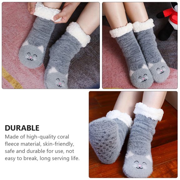 MLINS  Ankle Fleece-added Anti-slip Socks Festival Gift Miss