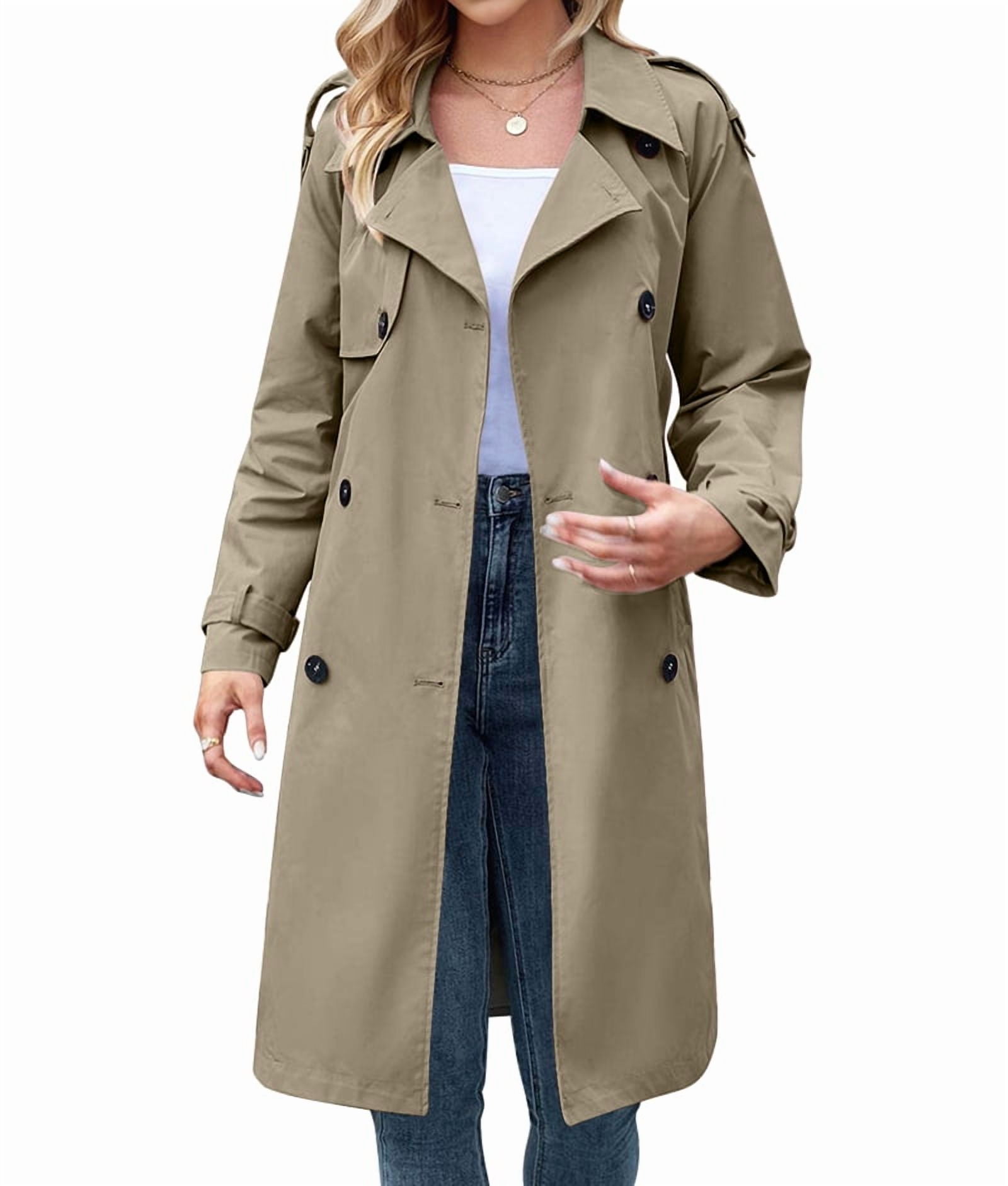 Orolay Women's Trench Coat with Belt Lightweight Double-Breasted