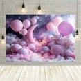 thumbnail image 2 of Purple Star Night Baby Shower Backdrop Purple Hot Air Balloon Girl 1st Birthday Party Decorations Banner Dreamy Moon Purple Clouds Wedding Anniversary Newborn Birthday Photography Background, 2 of 4