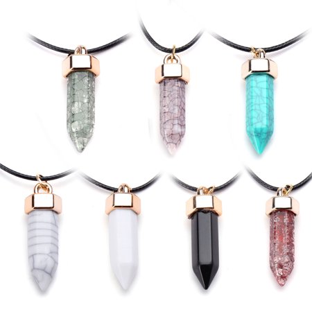 New Natural Quartz Crystal Chakra Healing Point Stone Gemstone Pendant Necklace,Gray White