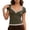 Army Green Tops, variant on Women's Lace Trim Sweetheart Neck T-Shirt Short Sleeve Slim Fit Top with Bow Detail Cute Y2K Cropped Tee for Women Gray Tops L