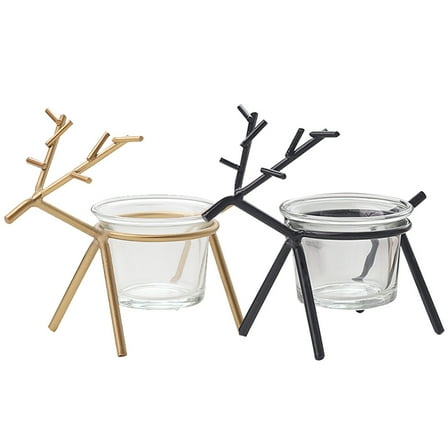 IBASETOY 2pcs Reindeer Candle Holders Elegant Candle Stands for Christmas Celebrations and Home Decor