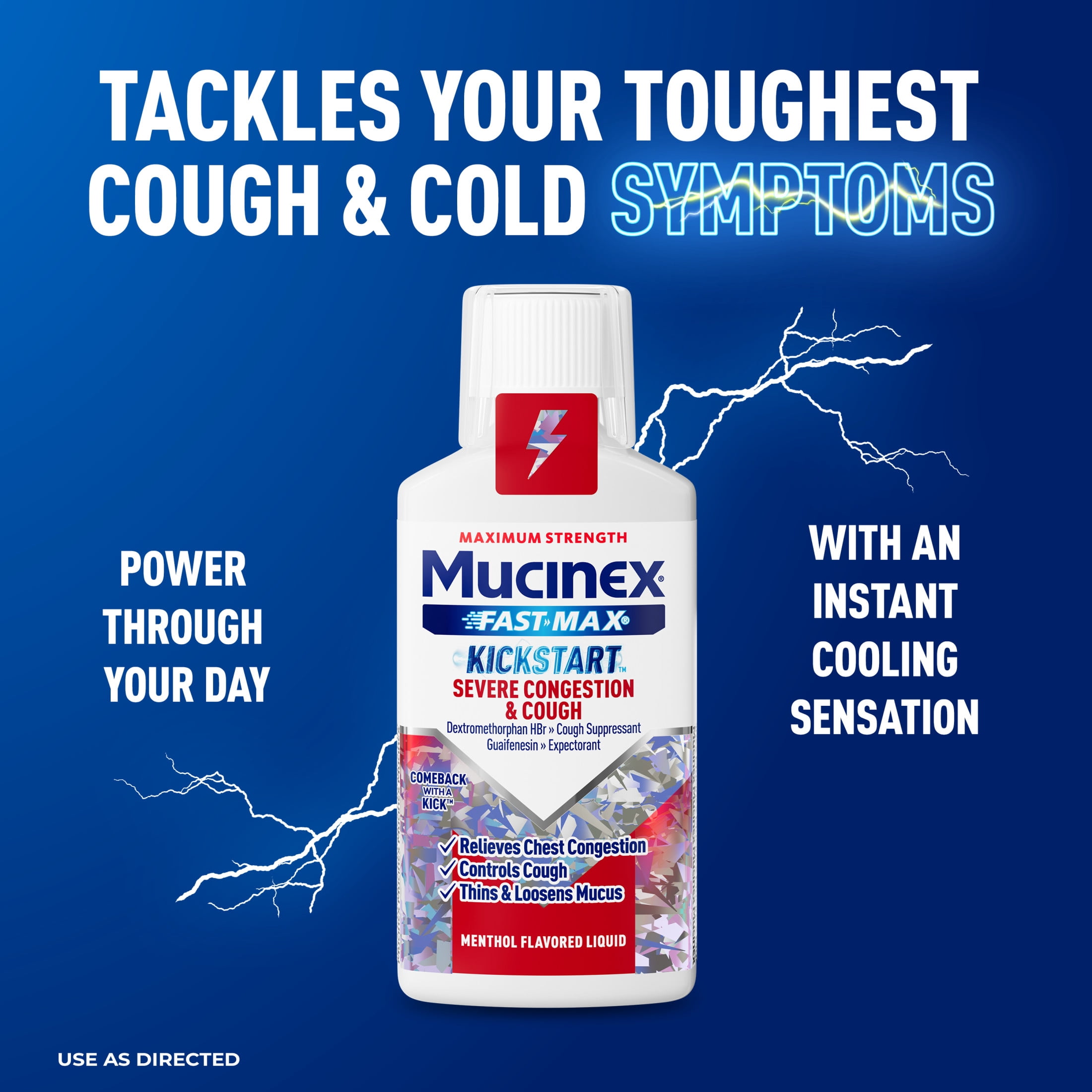 Mucinex Fast-Max Severe Congestion and Cough Liquid for Ages 12 Plus, Maximum Strength, Menthol Flavor, 6 fl oz