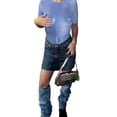 thumbnail image 3 of Coduop Women's Chic Short Sleeve T-Shirts Casual Basic Slim Fit Crop Tops Shirt Blouse, 3 of 7