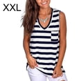thumbnail image 1 of Camiseta de verano con cuello en V informal sin mangas a rayas para mujer, negro, blanco, XXL Inevent AP002567-05, 1 of 5