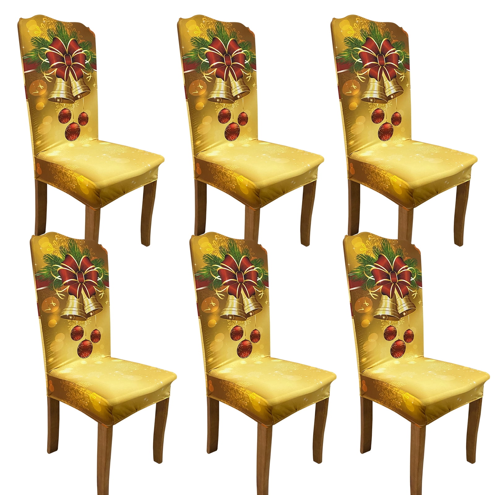 Christmas Dining Room Chair Covers Set of 6, Stretch Chairs Removable