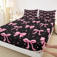 thumbnail image 4 of Erosebridal Pink Ribbon Bow Bed Sheets For Girls,Cute Stars Print Kids King Sheets 4-Piece, 4 of 6