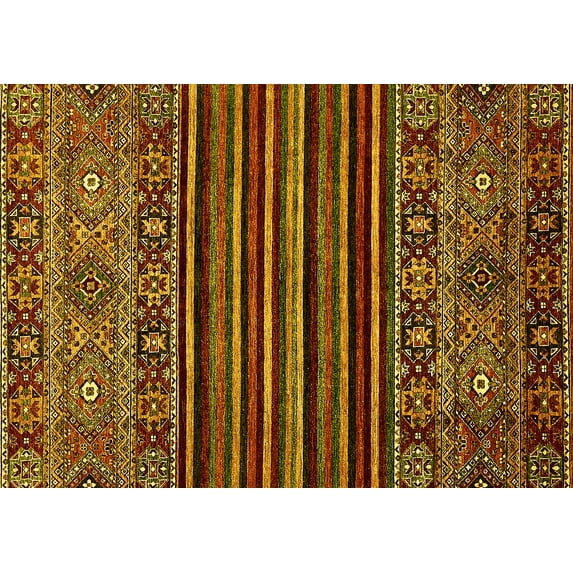 Ahgly Company Machine Washable Indoor Rectangle Southwestern Yellow Country Area Rugs, 3' x 5'