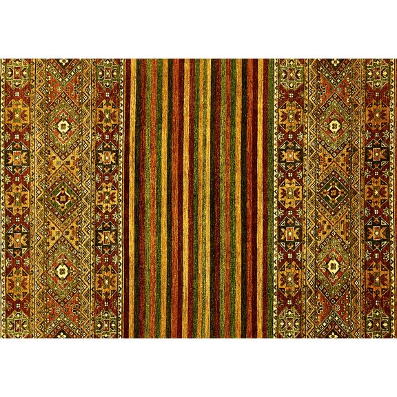 Ahgly Company Machine Washable Indoor Rectangle Southwestern Yellow Country Area Rugs, 5' x 7'