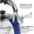 thumbnail image 3 of Rorence Whistling Stovetop Tea Kettle 2.5 Quart Stainless Steel Hot Water Tea Pot with Capsule Bottom and Glass Lid, Navy Blue, 3 of 8