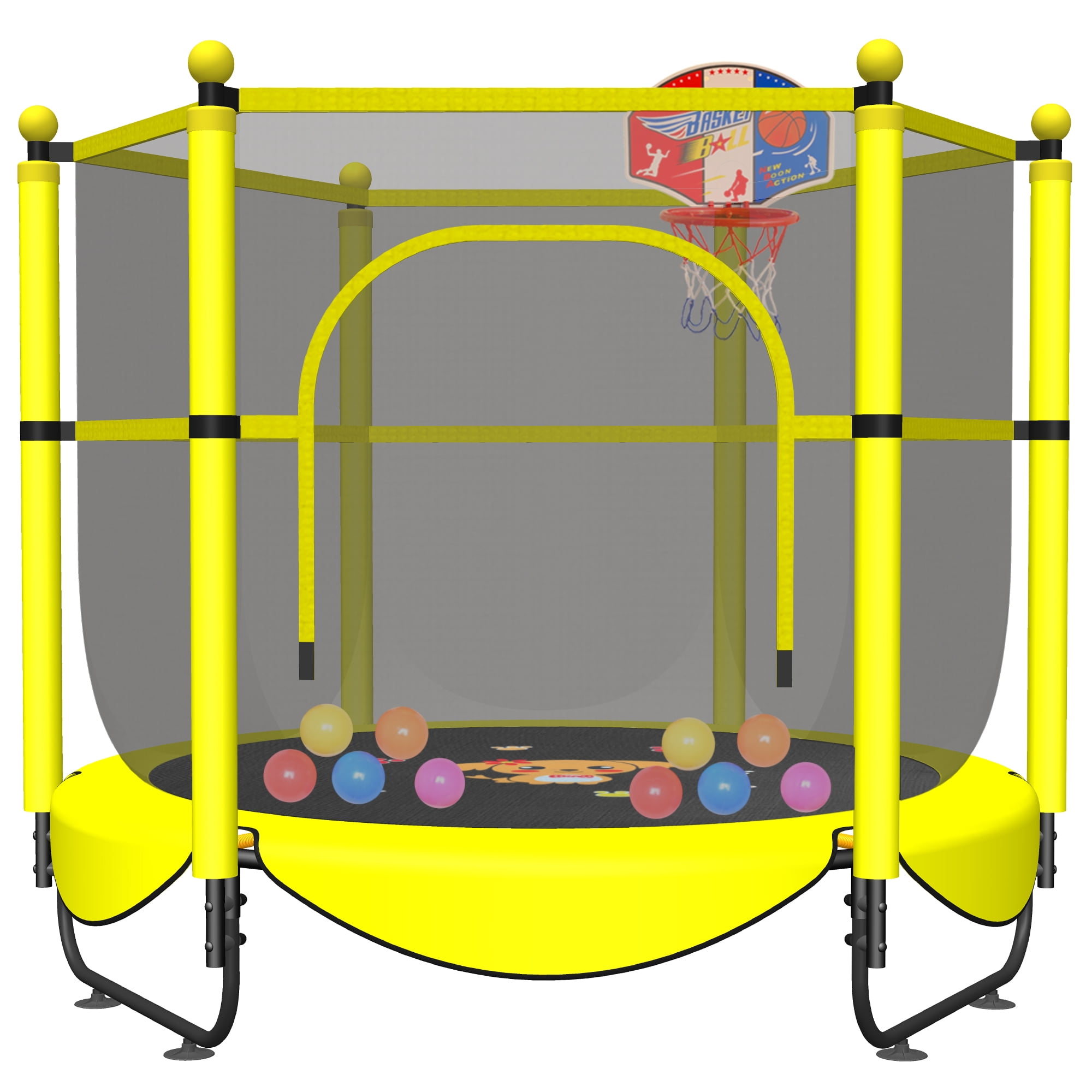 60" Trampoline for Kids Toddler Baby 5 FT Indoor Baby Recreational Trampolines with Enclosure