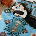 thumbnail image 5 of Homewish Hippie Aztec Female Twin Bedding Sets 7-Piece, Vintage Western Sky Blue Triangle Bedding Comforter Set, Bohemian Mandala Theme Reversible Sheet Sets, Ultra Soft Bedroom Decor, 5 of 8