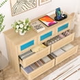 thumbnail image 3 of Dresser for Bedroom,Rattan 7 Drawer Dresser with Charging Station and LED Lights,Boho Dressers & Chests of Drawers,Wooden Dresser for Bedroom,Living Room,Hallway, 3 of 8