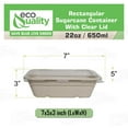 thumbnail image 3 of EcoQuality 22oz Disposable Bowls with Clear Lids - Rectangular Compostable Sugarcane Fiber Biodegradable Paper Bowls Eco-Friendly Take Out Food Storage Containers, Microwave Safe, Meal Prep (150 PACK), 3 of 7