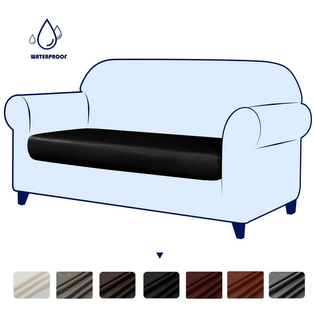 Subrtex Elastic Pu Leather Sofa Cushion, Black Leather Couch Cushion Covers