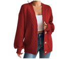 thumbnail image 2 of BONIXOOM Oversized Cardigans For Women Open Front Cardigan Women Long Sleeve Button Solid Vacation Cardigan Red M, 2 of 6