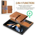 thumbnail image 2 of Detachable Magnetic Phone Cases Compatible with Samsung Galaxy Z Fold 6, Case with Card Holder, Support Magnetic Wireless Charger, Classic PU Leather Kickstand Wallet Phone Cover, Brown, 2 of 6