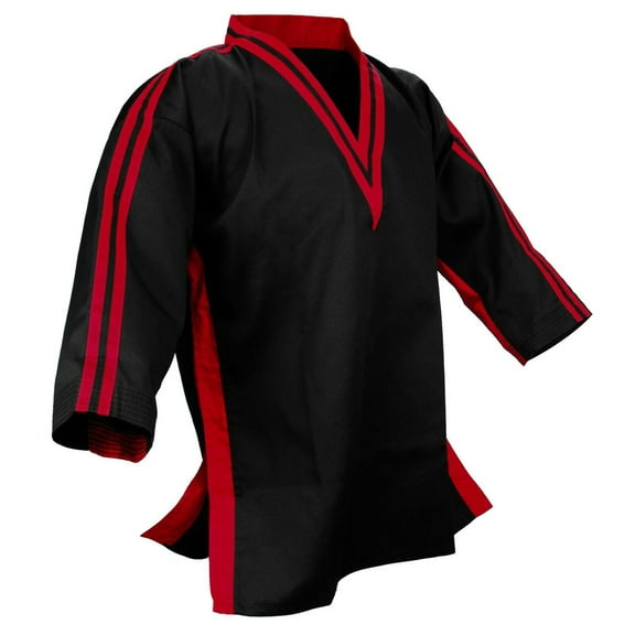 Black Red Taekwondo Top Only Demo Team V-Neck Karate Jacket Gi Freestyle Competition Martial Arts (#2)