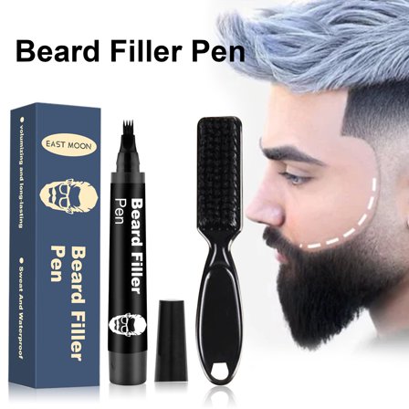 Beard pen set, black, suitable for thick beards, fills gaps, waterproof and long-lasting.