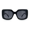 thumbnail image 4 of Womens Mod Thick Plastic Rectangle Designer Fashion Butterfly Sunglasses All Black, 4 of 8