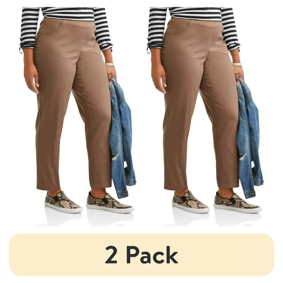 (2 pack) JMS Just My Size by Hanes Women's Plus Size 2 Pocket Pull On Pants, Single and 2 Pack