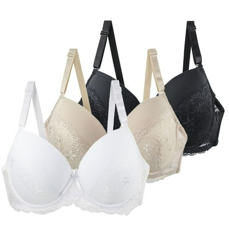 Summer Savings Clearance 2025! Womens 3 Pack Bras  Deep V Bras for Women No Underwire Wireless Push Up Bra Seamless Plunge Bralette Comfort Full Coverage Supportive Everyday Bra S-3XL