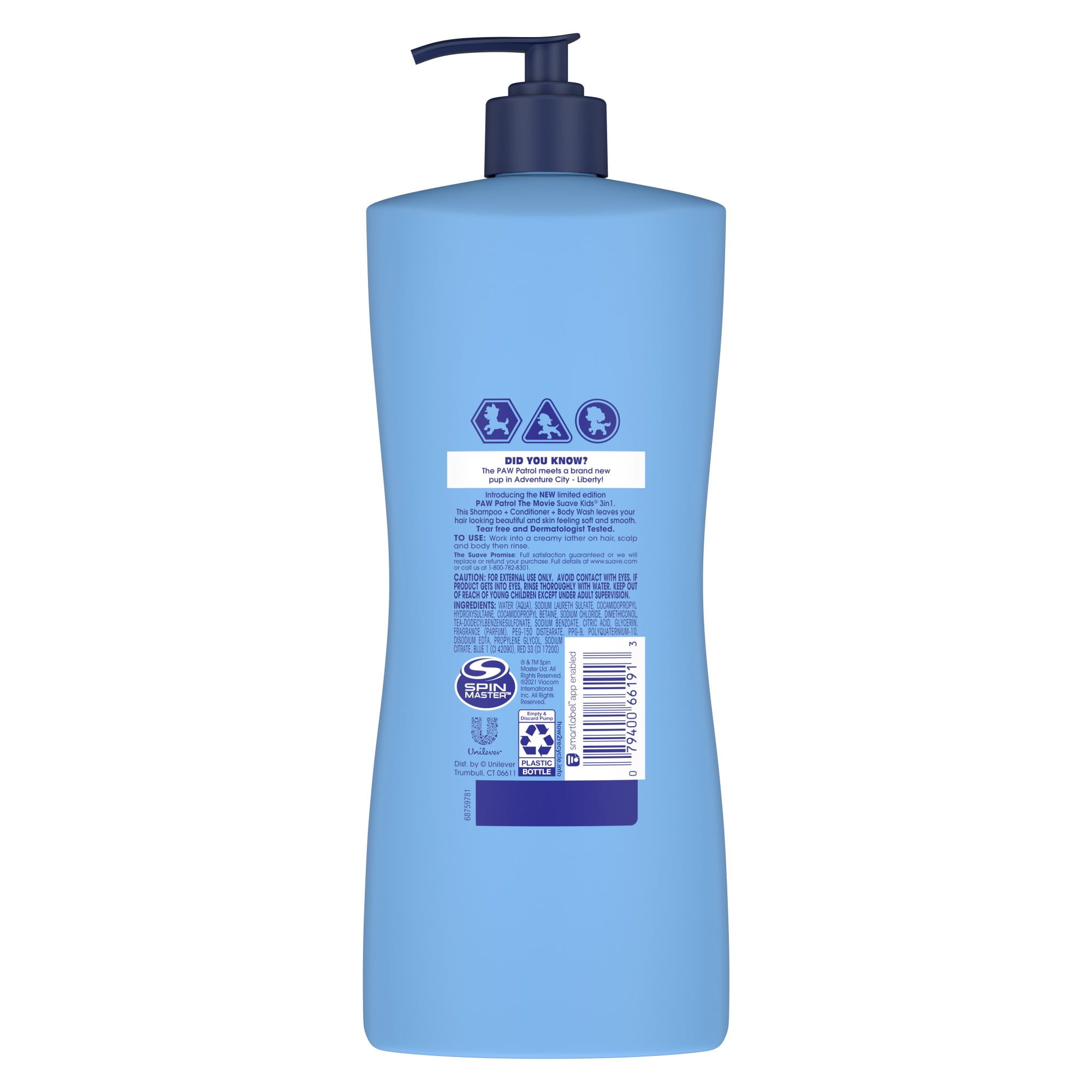 Suave Kids 3-in-1 Shampoo Conditioner & Body Wash, Paw Patrol Adventure, 28 oz