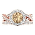 thumbnail image 2 of Clara Pucci 14K Rose Gold Round Cut 1Ct Synthetic Yellow Moissanite Engagement Ring + Matching Band - Luxury Box Included, 2 of 7