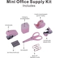 thumbnail image 2 of Mini Office Supply Kits – Includes Mini Stapler,Scissors, Staple Remover, Staples, Tape Dispenser (Pink), 2 of 7