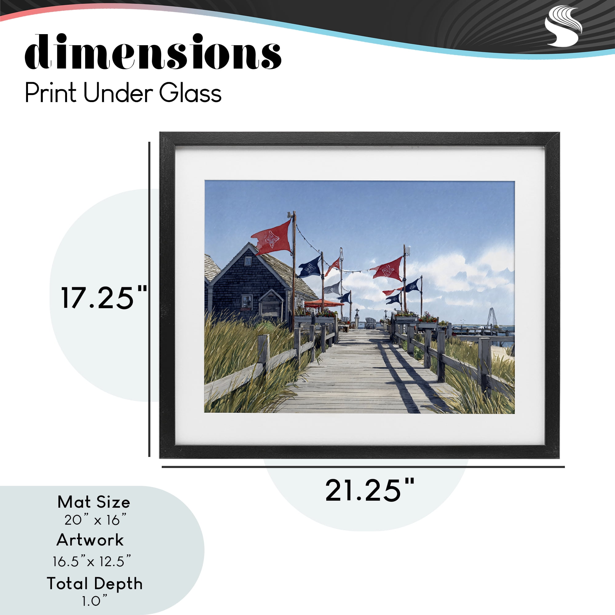 Stupell Industries Summer Boardwalk Stroll Black Framed Print Under Glass, design by Franklyn Gregory