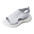 thumbnail image 6 of Rokment Womens Athletic Orthopedic Walking Sandals Lightweight Comfortable Mesh Knit Wedge Slingback Slip on Gladiator Shoes Summer Breathable Sneakers Grey Size 8.5, 6 of 7