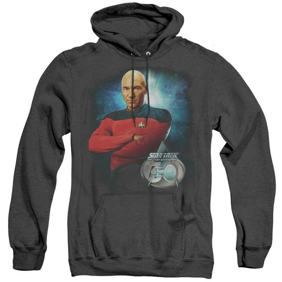 Star Trek Picard 30 Adult Heather Hoodie Sweatshirt Black