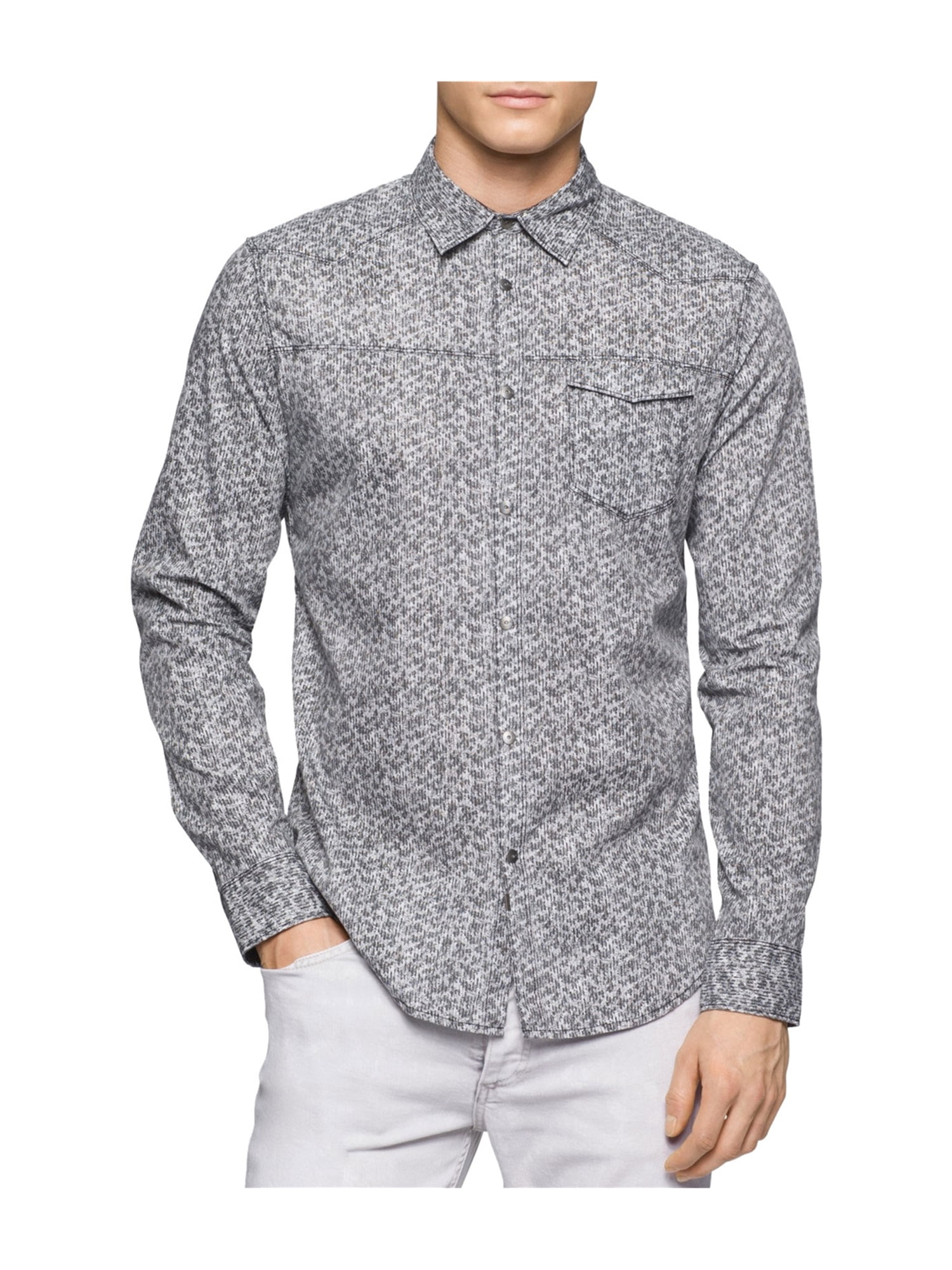 Calvin Klein Mens Netting Bar Button Up Shirt black XL | Walmart Canada